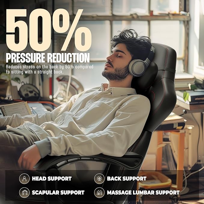 Dowinx Gaming Chair with Footrest Game Chair for Heavy People Gamer Chair for Adult with Massage Computer Gaming Chair with PU PC Game Chairs for 200lbs (Black)