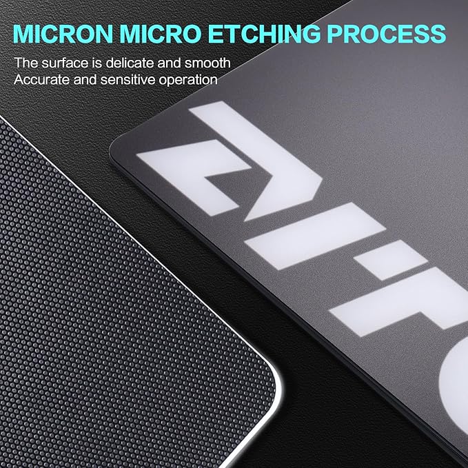 Glass Gaming Mouse Pad Micro-Etched SurfaceTempered Glass Ultra-Smooth Finish Anti-Slip Honeycomb Base 13.8 x 11.8 Inches（White-Small Logo）
