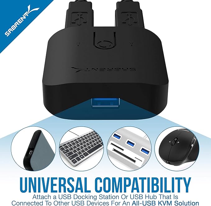 SABRENT USB 3.0 Sharing Switch and Hub for Multiple Computers and Peripherals with 3-Port Aluminum Mini USB 3.0 Hub and 6-Pack 3ft Micro USB Cables