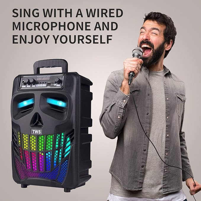 E I F E R Cool Skull Bluetooth Speakers Portable Wireless Speaker Compatible with Smartphones and Tablets Suit for Home Garden Party Black 50W 8-Inch