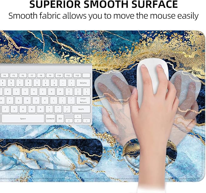 LATEEFAH Large Mouse Pad and Keyboard Wrist Rest Desk Pad for Keyboard and Mouse Extended Gaming Mouse Pad with Wrist Support Waterproof Non-Slip Desk Mouse Mat for Office Home