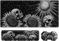 3Pcs Mouse Pad Set Gothic Skull Sunflowers Large Gaming Mouse Pad with Stitched Edge Ergonomic Memory Foam Keyboard Wrist Support and Mouse Wrist Rest Cushion Pain Relief Non-Slip Desk Pad Combo
