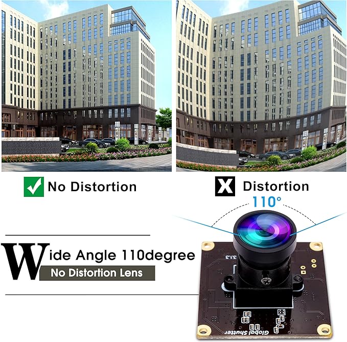 Wecamera_usb High Speed Wide Angle Global Shutter USB Camera Module for Computer 1080P Mini Webcam Board High Frame 90fps Web PC Camera Board for Laptop Raspberry Pi (110degree No Distortion Lens)