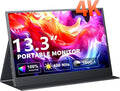 4K Portable Monitor 13.3 UHD IPS Portable Laptop Screen Second Screen Dual USB C HDMI Computer Gaming Display with Speakers Travel Monitor for PC Phone PS4/5 Xbox Switch