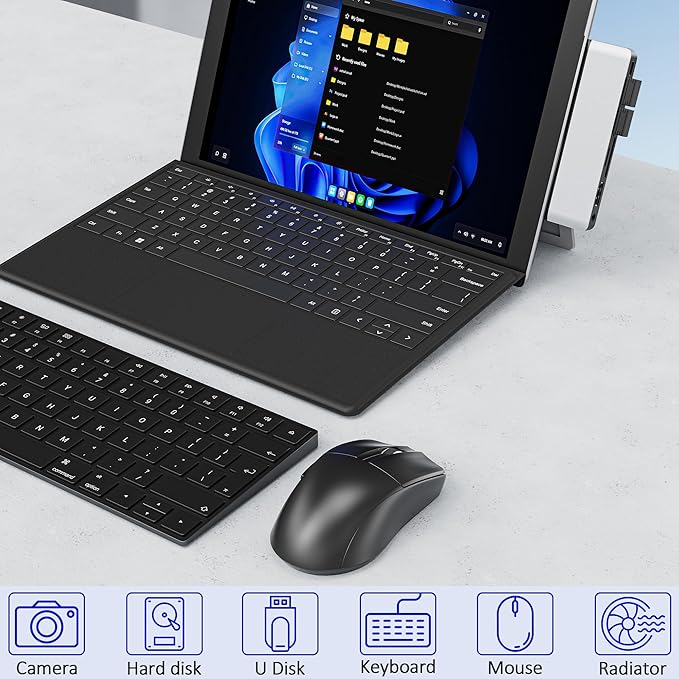 Surface Pro 12 Docking Station Surface Pro 12 Accessories with 4K HDMI Thunerbolt 4 Hub (4K@60Hz Display+ 40Gbps Data+ 100W Charging) 2 USB3.0 SD/TF 3.5mm Audio for Surface Pro 12 inch 2025