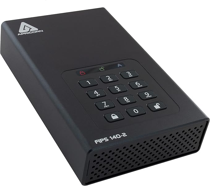 Apricorn Aegis Padlock DT 2TB USB 3.0/USB 2.0 External Hard Drive Black