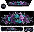 Ergonomic Keyboard Wrist Rest &amp Mouse Pad Wrist Rest SetXL Gaming Desk Mat 31.5x 11.8Non-Slip BaseMemory FoamEasy Typing Pain Relief for Office &amp HomeTeal Skull Purple Blue Flowers