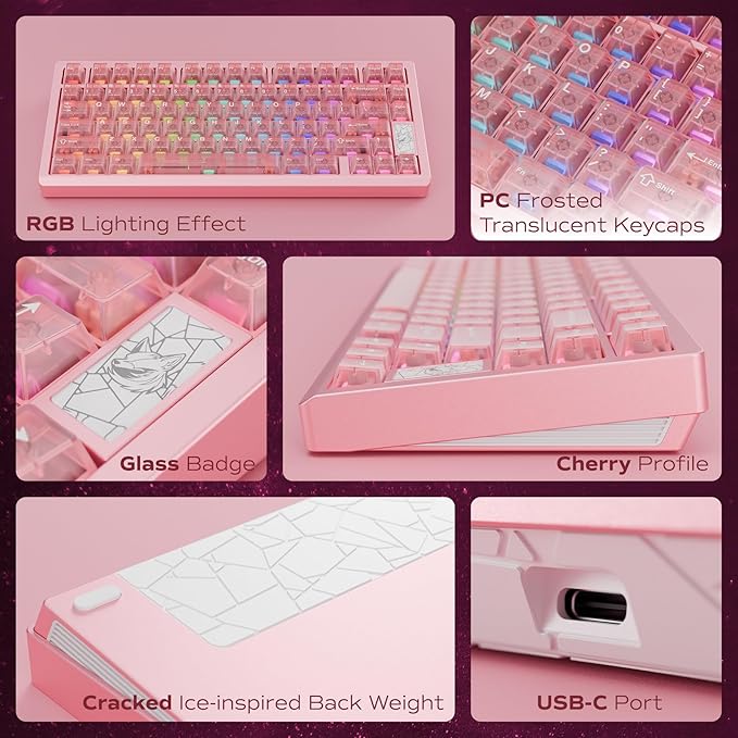 Mechanical Keyboard Chilkey Slice75 HE Gaming Keyboard Wired 75% Hall Effect Magnetic Aluminum Keyboard with WS Flux HE Clacky Switch Rapid Trigger 8K Polling Per-Key RGB Custom PC/Mac Support
