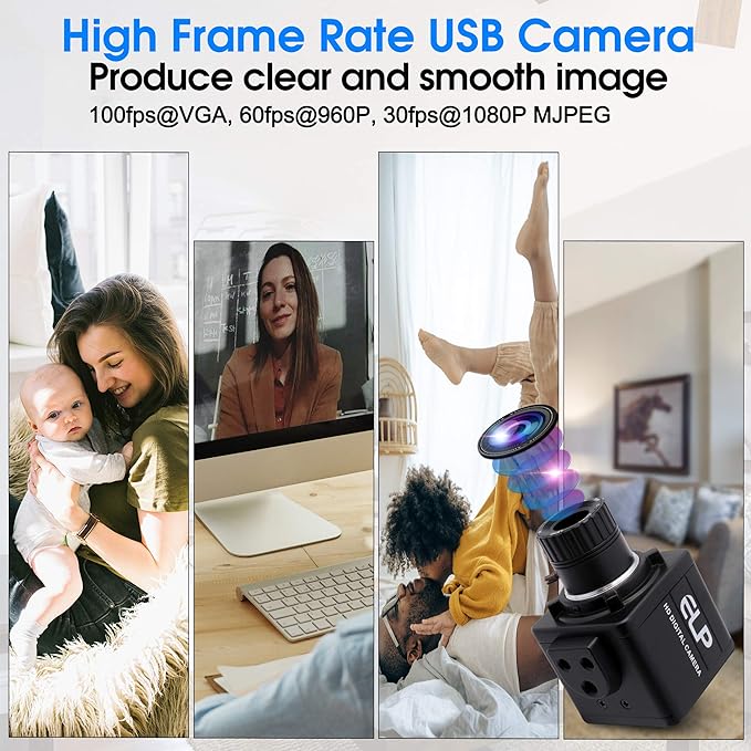SVPRO 1080P Manual Focus USB Camera 4mm CS Mount Lens High Frame Rate 30fps/60fps/100fps WebcamUSB Plug and Play Computer Camera for WindowsLinuxMac Android