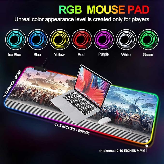 XXL Large Gaming RGB Mouse Pad The Chosen One Custom Desk PadMousepad with Anti-Slip Rubber BaseStitched Frame Mouse MatPortable Desk Mat for Computer Keyboard Mice Laptop &amp PC31.5X15.7 Inch