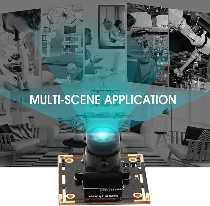 Global Shutter USB Camera Module 720P 60fps High Speed USB Camera Board100 Degree No Distortion M12 Lens USB Webcam Plug and Play for Industrial Machine Vision for MAC/Linux/Raspberry Pi