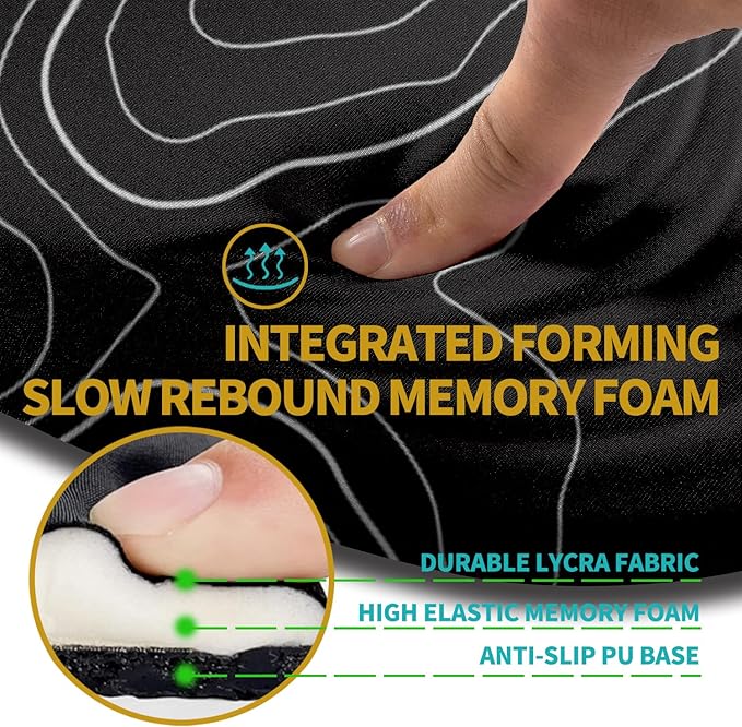 Hokafenle Ergonomic Mouse Pad Wrist Support with Stepped-wedge Design Wrist Rest Pain Relief Mousepad Filled with Memory Foam Carpal Tunnel Mousepad for Wireless Mouse(12x8 inch Topographical Line)