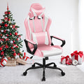 Pink Gaming Chair for Adults - High Back Ergonomic Office &amp PC Gaming Chair with Wheels Reclining &amp Adjustable Headrest &amp Lumbar Support