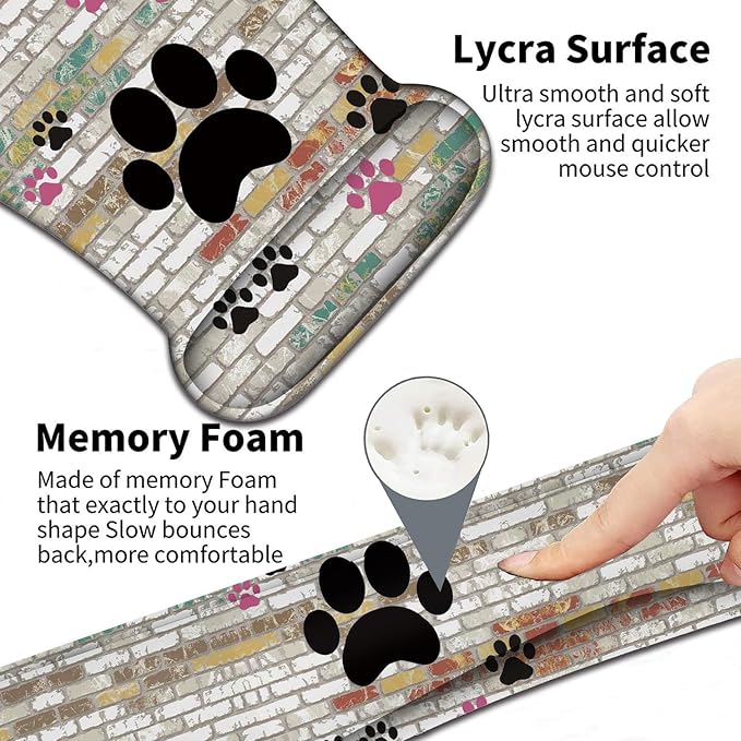 Keyboard Wrist Support + Wrist Mousepad + Coaster Combination Non-Slip PU Base with Gel Memory Mousepad Suitable for Gaming Office Pain Relief Mousepad Set - Cute Dog Paw Prints