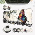 Desk Mat Mouse Pad with Wrist Rest 4-in-1 Large Mouse Pads for Desk Ergonomic Mouse Pad and Keyboard Wrist Rest Gaming Keyboard Mat for OfficeWatercolor Butterfly