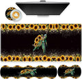 Large Gaming Mouse Pad Keyboard Wrist Rest + Mouse Wrist Pad + Coaster Combination Set Memory Sponge Non-Slip Base. Suitable for Office and Home Glitter Turtle Sunflowers