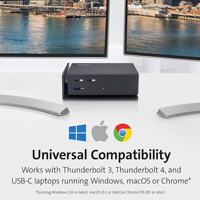 Kensington USB-C and Thunderbolt Dock up to 100W Charging Dual 4K for Mac Windows and Surface (K37010NA)