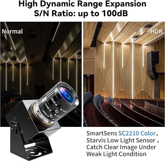 Starvis Ultra Low Light USB Camera 0.0001Lux 1080P H.264 3X 3.6-10mm Manual Zoom Close up Lens HDR Full Color Night Vision Security Industrial Webcam Plugfor Windows Linux Mac Jetson Nano