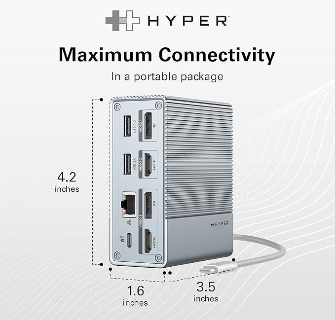 HyperDrive USB-C &amp Thunderbolt 4 GEN2 12-in-1 Docking Station 100W PD for MacBook Pro/Air iPad PC 4K USB C Triple Display 10Gbps Gigabit Ethernet