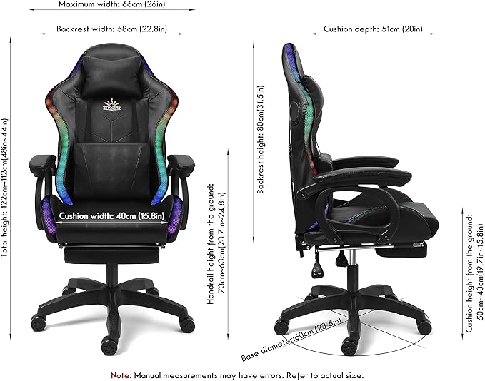 Gaming Chair with LED Lights and Speakers Ergonomic Pro Video Game Chair with Massage and Footrest for Adults Teens and Kids - Perfect for Gaming Office and Working. (Pink+White)