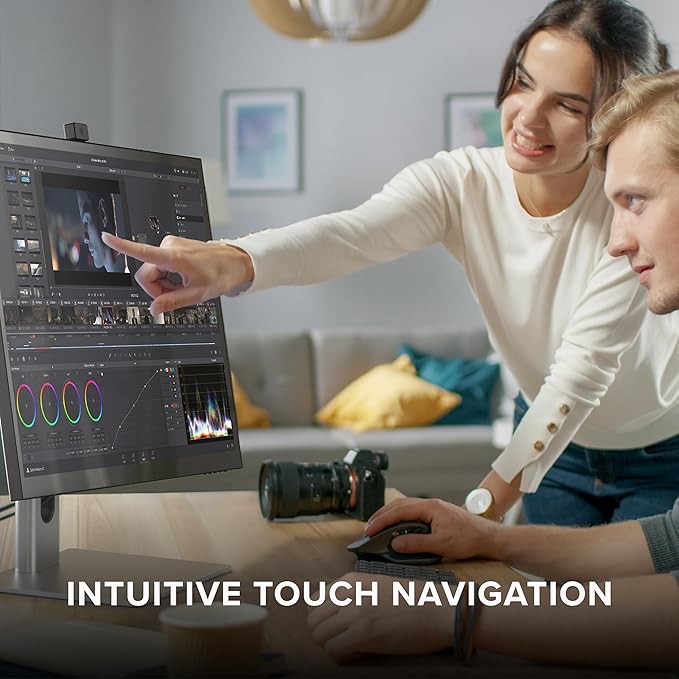 ALOGIC Clarity Pro Touch 27” 4K Touchscreen Monitor w/ 8MP Retractable 4K Webcam 100% sRGB 97% DCI-P3 99% Adobe RGB 65W PD8-in-1 Hub HDR 400 Adjustable Stand IPS Panel Thin Bezel