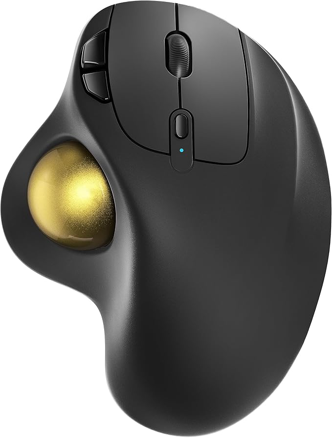 Nulea M501 Wireless Trackball Mouse Rechargeable Ergonomic Easy Thumb Control Precise &amp Smooth Tracking 3 Device Connection (Bluetooth or USB Receiver) Compatible for PC Laptop Mac Windows