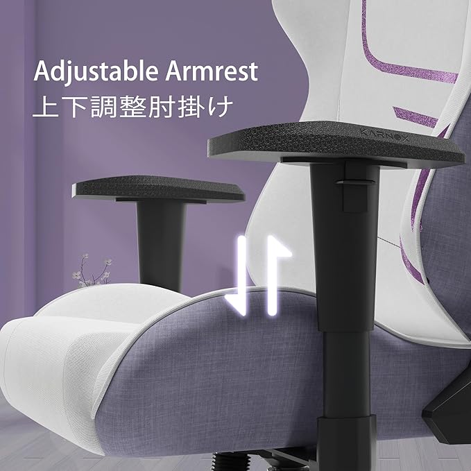 KORNOX Ergonomic Gaming Chair Fabric for AdultsOffice Chair High BackGame Chair Cloth Height Adjustable for TeensGame Chair Racing with Headrest and Lumbar Support for GirlWhite and Purple
