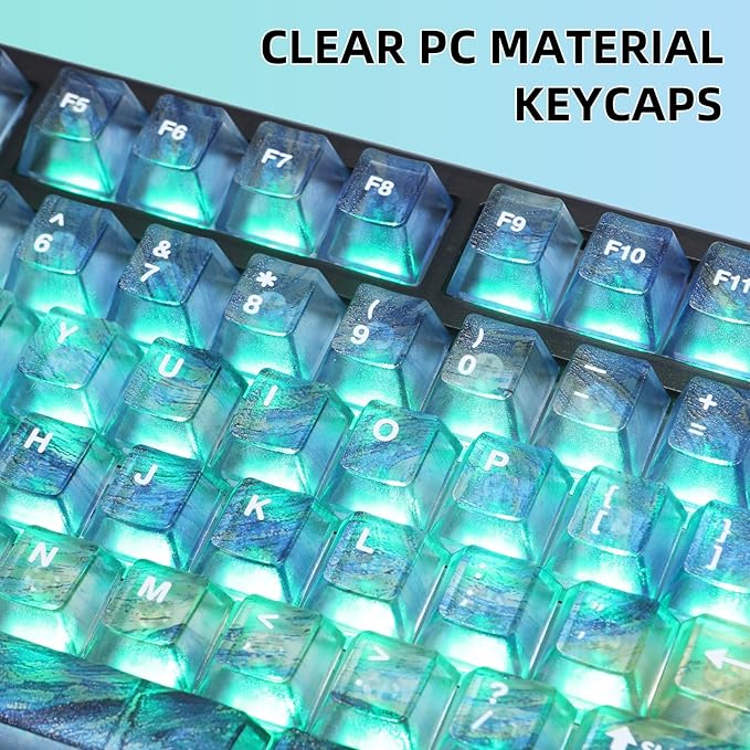Clear Themed Keycaps 136 Keys Shine Through Keycaps PC Transparent Key Cap Cherry Profile Custom Key Caps for Mx Switches Mechanical Gaming Keyboards (Starry Night Theme)