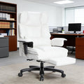 Big and Tall Office Chair400lbs High Back Leather Gaming Chair with FootrestLumbar SupportOutward Fixed Soft ArmrestsWide Ergonomic Desk Chair (White)