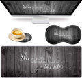 Large Game Mouse Pad + Wrist Support Pad + Coffee Coaster She Believed She CouldSo She Did Foldable Table Mat with Stitched Edge Non-Slip Set Pad Suitable for Office Work and Home