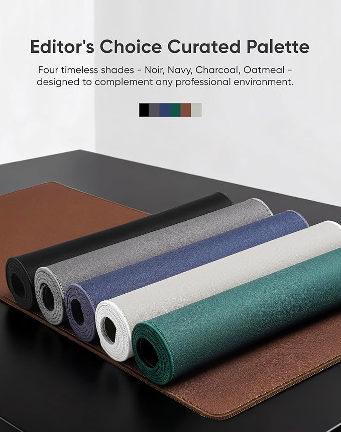 ALOANES Black Waterproof Desk Mat Large Mouse Pad with Extended Mouse Mat with Anti Slip Base Stitched Edge Grain Jacquard Surface Perfect for Gamer Office &amp Home 3XL 15.74''x35.43''x0.12''