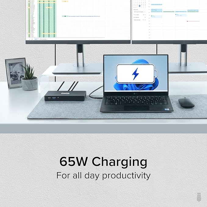 Plugable USB-C Docking Station Dual 4K 60Hz HDMI 65W Charging Gigabit Ethernet 1x USB-C 5Gbps 3X USB-A Audio Windows/ChromeOS USB-C/USB4/Thunderbolt Driverless (UD-MSTH2)