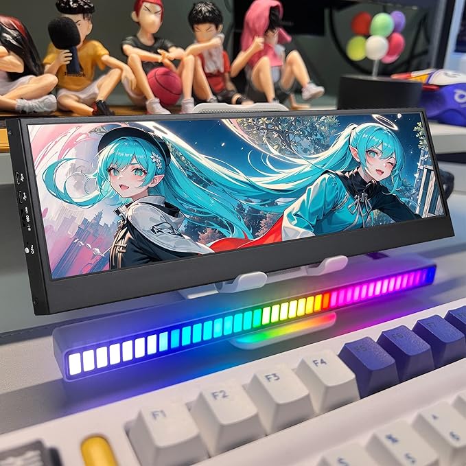 14'' 4K UHD IPS 3840x1100 Stretched Bar Touch Screen Display Monitor for Laptop Computer PC Speed Temperature Windows Aida64 CPU GPU HDMI Secondary Monitor for Music Media Timeline Editing