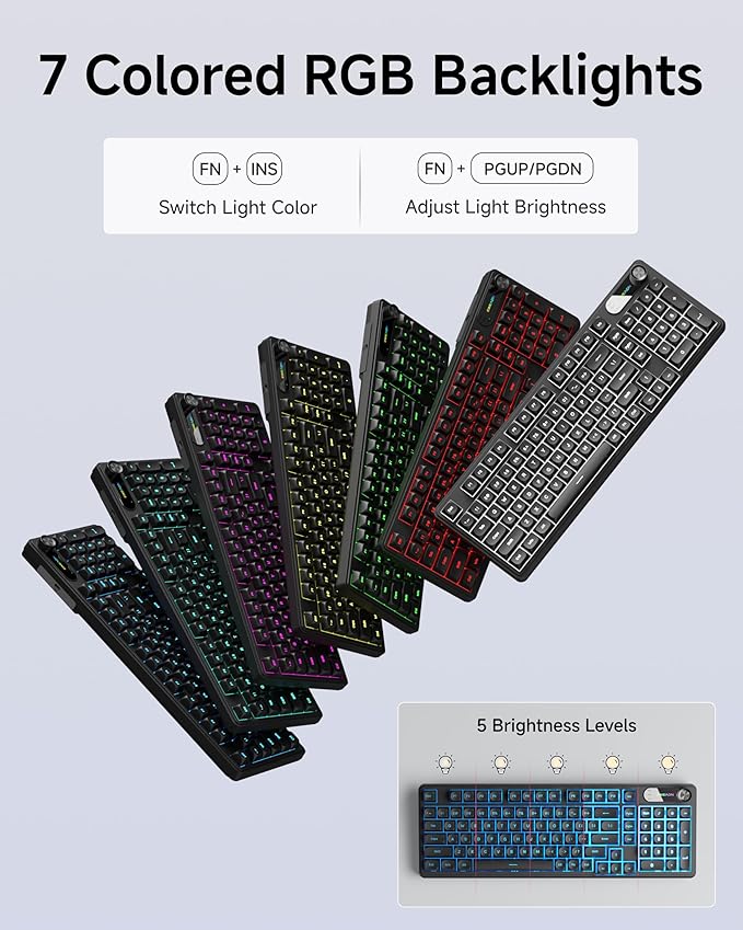 C98 Gaming Keyboard and Mouse Wired PC Gaming Keyboards with Multimedia Knob Wrist Palm&amp 3200 DPI RGB Backlit Computer Keyboard Quiet Membrane Gaming Keyboard for Windows/MAC/Laptop (Black)