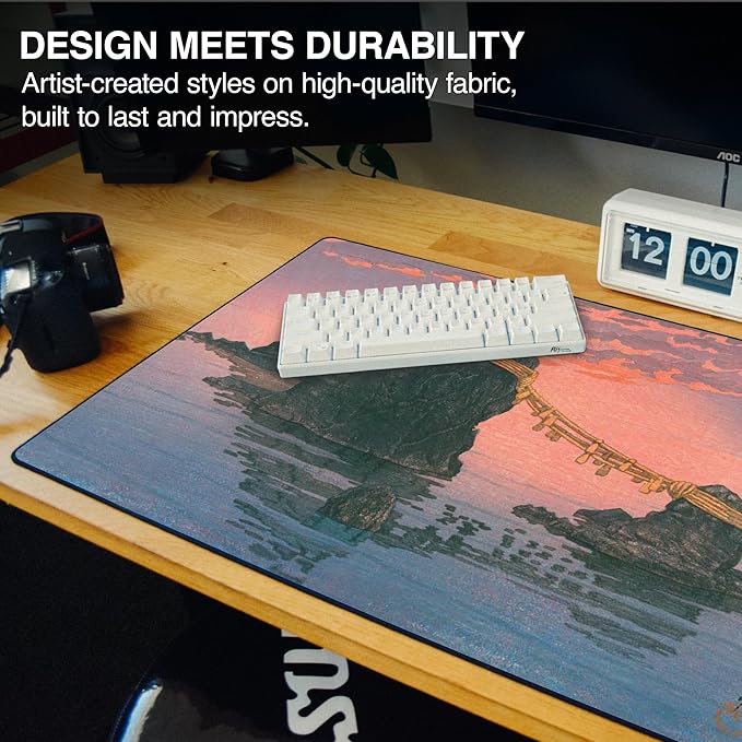 MPCO. Original Large Gaming Desk Mat – 36 x 17 Duraglyde Ukiyo-E Futamigaura Full Desk Mouse Pad for Smooth Precision – Non-Slip Washable Extra-Large PC Mouse Pad for Gaming Sessions