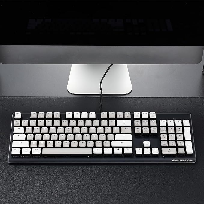 Hexgears GK735 Wired Full Size Mechanical Keyboard Aluminum Housing Built for Gamers w/Kailh Box Brown Switch White Backlit + Surrounded by RGB Light Strip 104 Keys Gaming Keyboard for PC/Mac