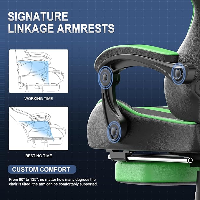 Ferghana Gaming Chairs with FootrestMassage Gamer ChairChristmasXmas GiftPC Game Chair for Adults Teens for Live Streaming Room