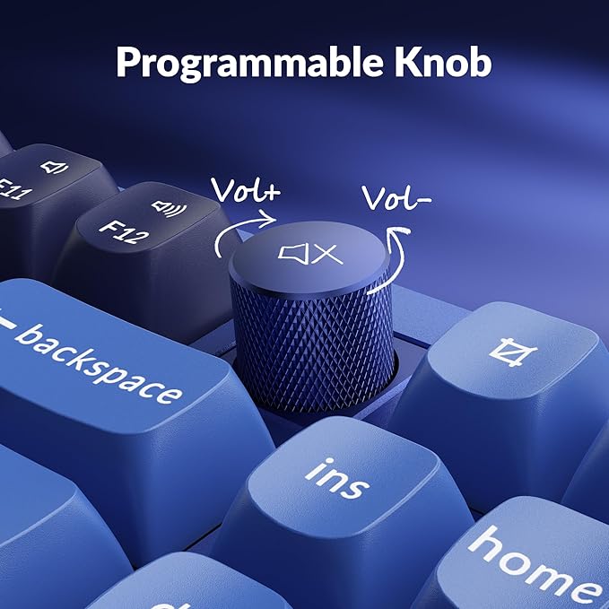 Keychron Q3 Wired Custom Mechanical Keyboard Knob Version TKL Tenkeyless QMK/VIA Programmable Macro with Hot-swappable Gateron G Pro Brown Switch Compatible with Mac Windows Linux (Blue)