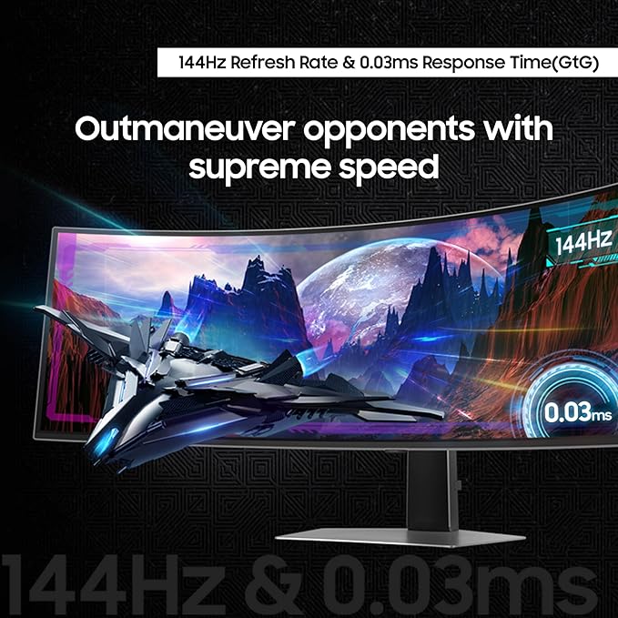 Samsung 49 Odyssey OLED G9 (G91SD) Dual QHD QD-OLED G-Sync Compatible Curved Gaming Monitor 144Hz 0.03ms AMD FreeSync Premium Pro Ergonomic Stand 3 Year Warranty LS49DG910SNXZA 2024