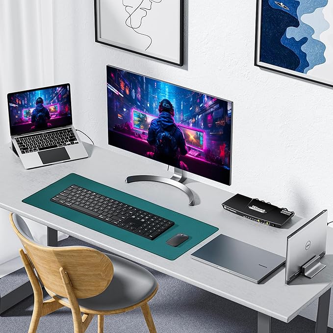ALOANES Waterproof Mouse Pad XXXL Gaming Keyboard Pad with Anti-Slip Base Grain Jacquard Surface Extend Desk pad for Gamer Office &amp Home Green Mousepad 40cm x90cm x0.3cm