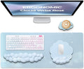 Premium Quality Cloud Wrist Rest Keyboard &amp Mouse Pad Set – Ergonomic Memory Foam Desk Accessories with Wrist Support for Office &amp Gaming – Baby-Blue-Sky