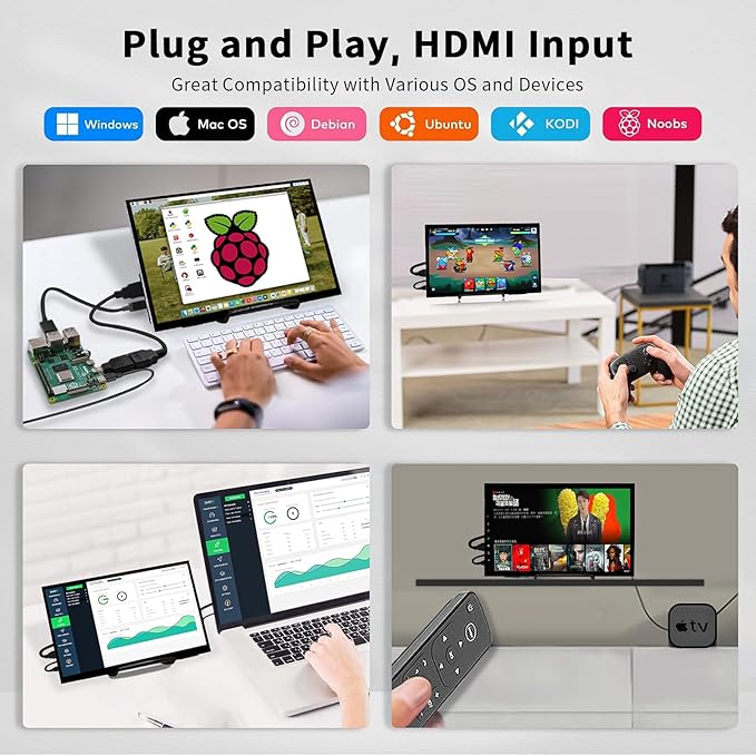 Raspberry Pi Touchscreen10 Inch Monitor HDMI1024×600 Mini Monitor16:9 IPS Screen Small Portable Display for Raspberry Pi 400/4/3/2/Zero/B/B+ Jetson Nano Win11/10/8/7
