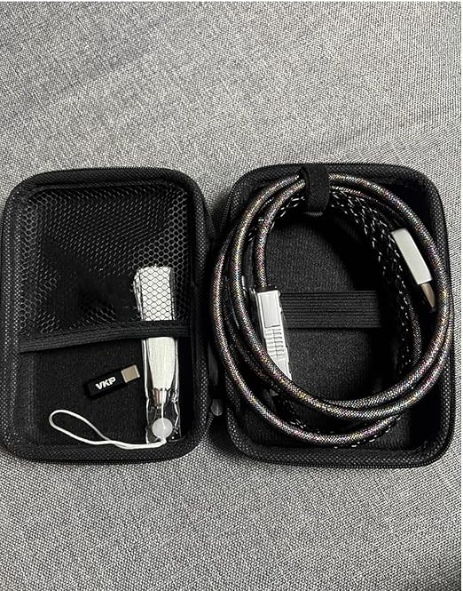 2-IN-1 USB C Dual 8K Mechanical Keyboard Magnetic Axis Cable  6mm Thick Braided RGB Flash Cable No Interruption Metal Plug for Mechanical Keyboards/Mice/Hubs USB-C to USB-A1.5Meter (Black)