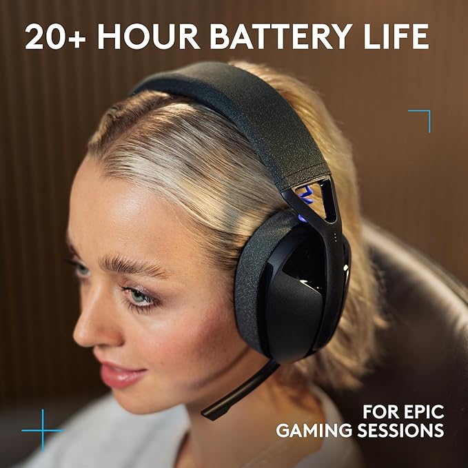 Logitech G321 Lightspeed Wireless Bluetooth Gaming Headset Dynamic Comfort and fit 16 kHz Boom mic 20+ hrs Battery PC PS4 PS5 Nintendo Switch Mobile - Black