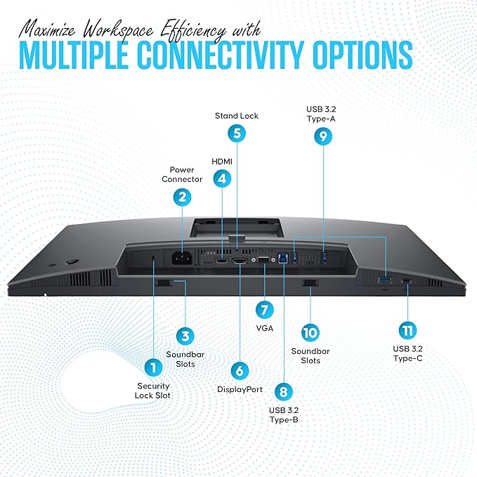 P2425H for Dell Replacement - Computer Monitor Screen 24 16:9 IPS Bundle with Stand - Full HD 1920 x 1080-1 Year Warranty - LED 100Hz - with DisplayPort &amp USB 3.0 Upstream Cable - New Model