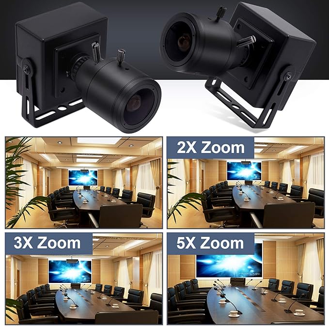 SVPRO Manual Zoom Focus USB Camera 2.8-12mm Varifocal Lens 2448P HD USB Web Camera 8MP High Definition with Sony IMX179 Sensor M12 Mount Lens Portable USB Camera with Metal Case and Bracket