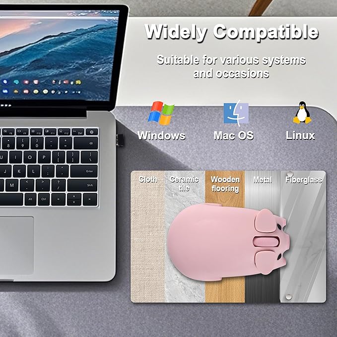 Wireless Bluetooth Mouse Cute Animal Pig Shape 2.4G &amp Bluetooth Dual Mode Computer Mice with USB Receiver Portable Compact 1200DPI Optical Cordless Mouse for Laptop iPad PC Chromebook Kids Gift (P