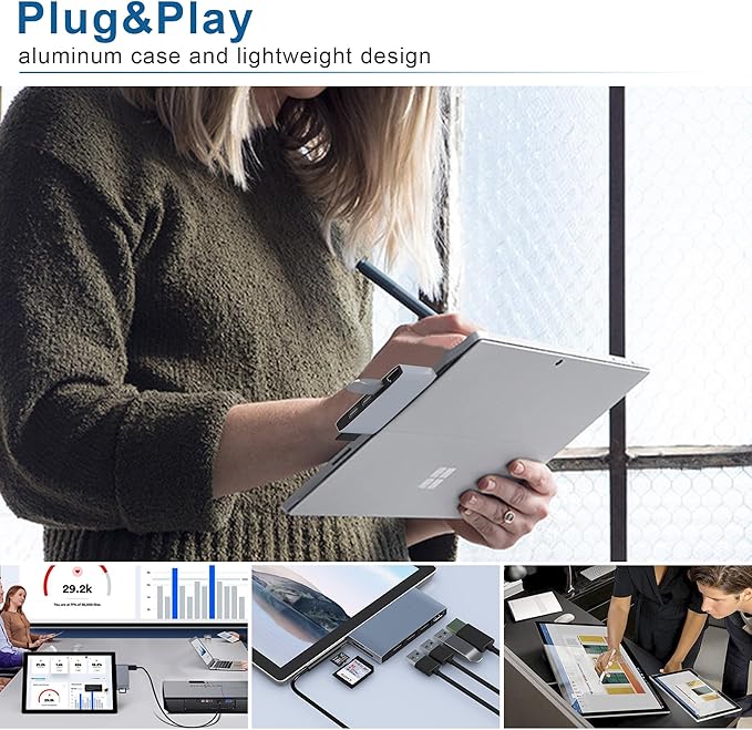 USB 3.0 Surface Pro 6/Pro 5/Pro 4 USB Hub Docking Station 4K HDMI Hub Adapter SD &amp TF/Micro SD Memory Card Reader 4K@30Hz HDMI Port Converter Accessories for Surface Pro 6/5/4