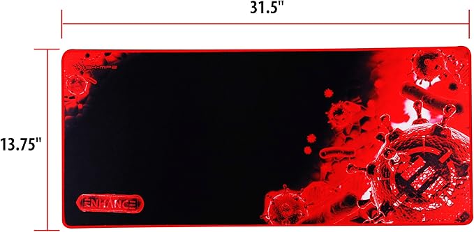 ENHANCE Extended Large Gaming Mouse Pad - XL Mouse Mat (31.5 x 13.75) Anti-Fray Stitching for Professional eSports with Low-Friction Tracking Surface and Non-Slip Backing - Red