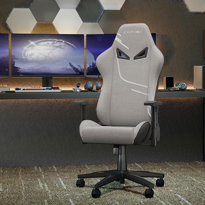 KORNOX Gaming Chair Fabric Ergonomic for Adults Office Chair High BackDesk Chair RacingTask Chair Cloth Adjustable SwivelGame Chair with Headrest and Lumbar Support for TeensSilver Grey